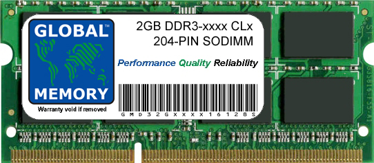 2GB DDR3 1066/1333/1600MHz 204-PIN SODIMM MEMORY RAM FOR LAPTOPS/NOTEBOOKS